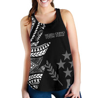 Kosrae Personalised Custom Women's Racerback Tank - Micronesian Pattern Flash Black - Polynesian Pride