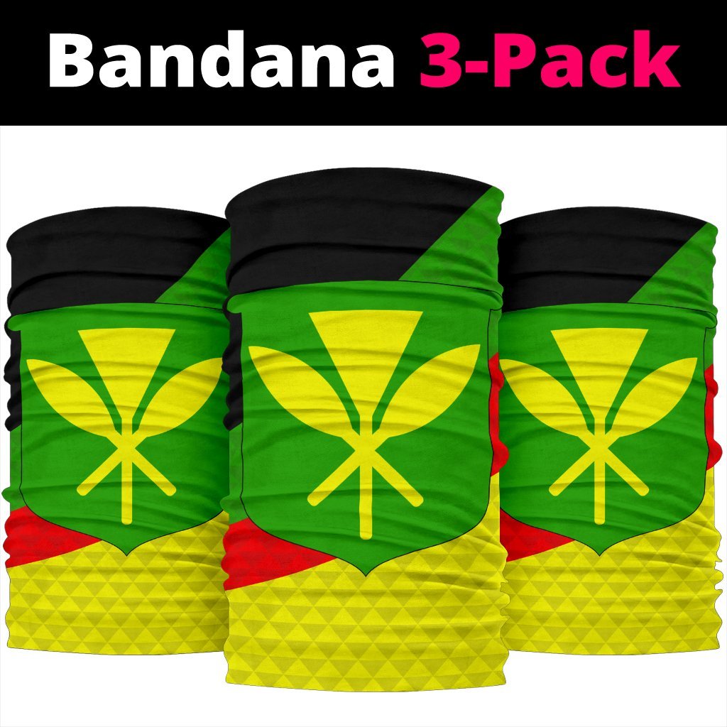 Hawaii Kakau Kanaka Flag Bandana 3 - Pack - AH - Black - Polynesian Pride