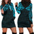 New Zealand Women'S Hoodie Dress, Maori Polynesian Tattoo Blue White - Polynesian Pride