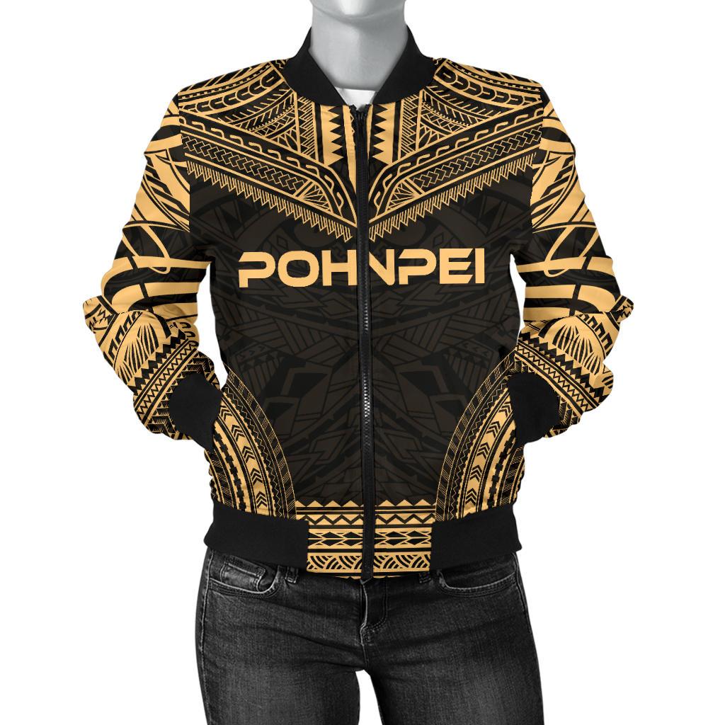 Pohnpei Polynesian Chief Women'S Bomber Jacket - Gold Version Gold - Polynesian Pride