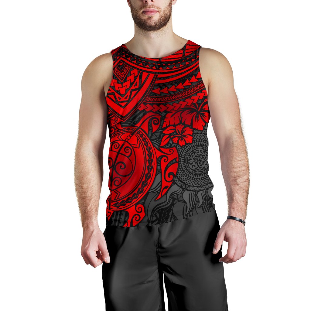 Polynesian Tank Top (Men) - Polynesian Red Turtle Red - Polynesian Pride