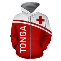Tonga All Over Zip up Hoodie Polynesian Curve Version - Polynesian Pride