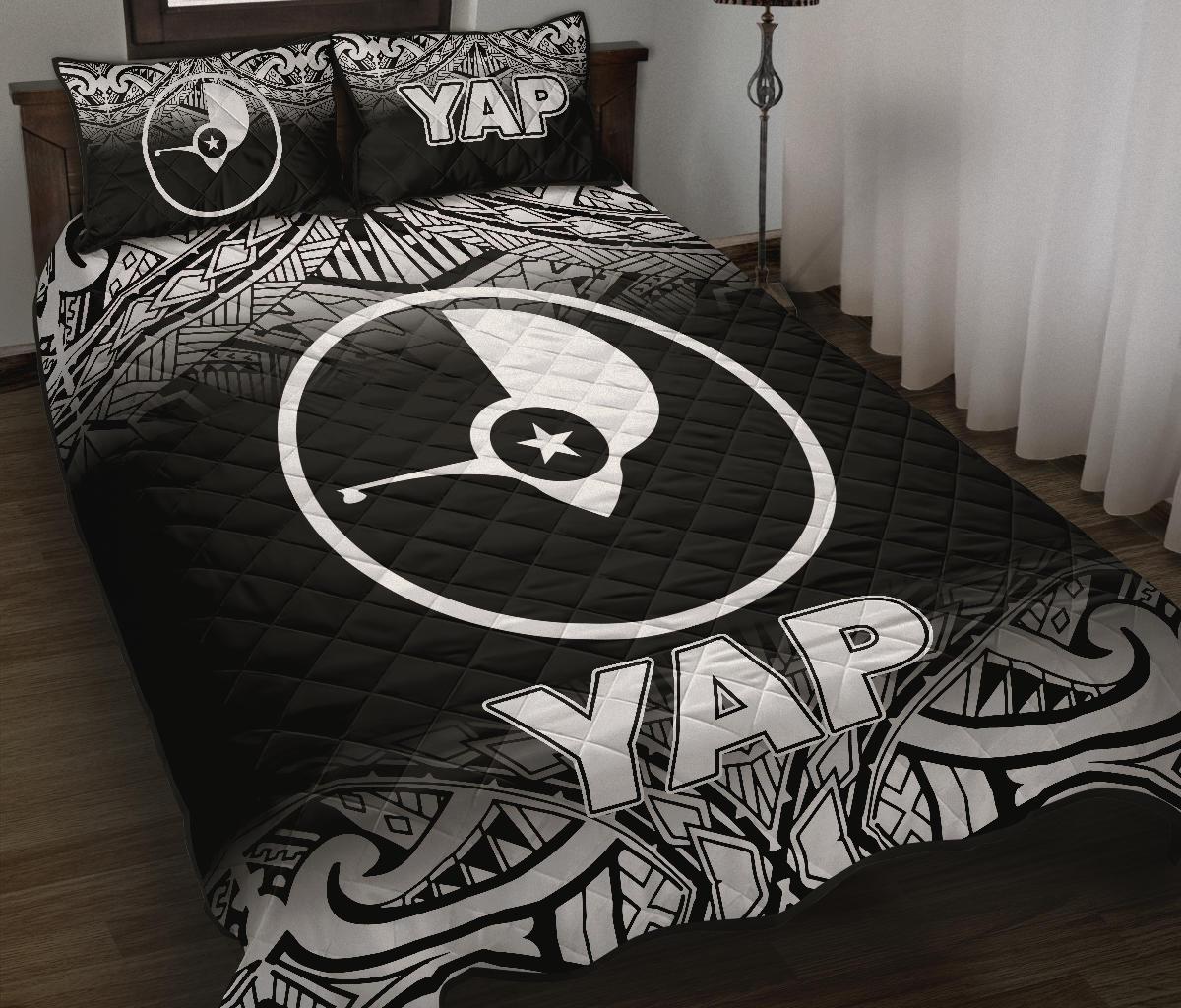 Yap Quilt Bed Set - Yap Flag Black Fog Style - Polynesian Pride