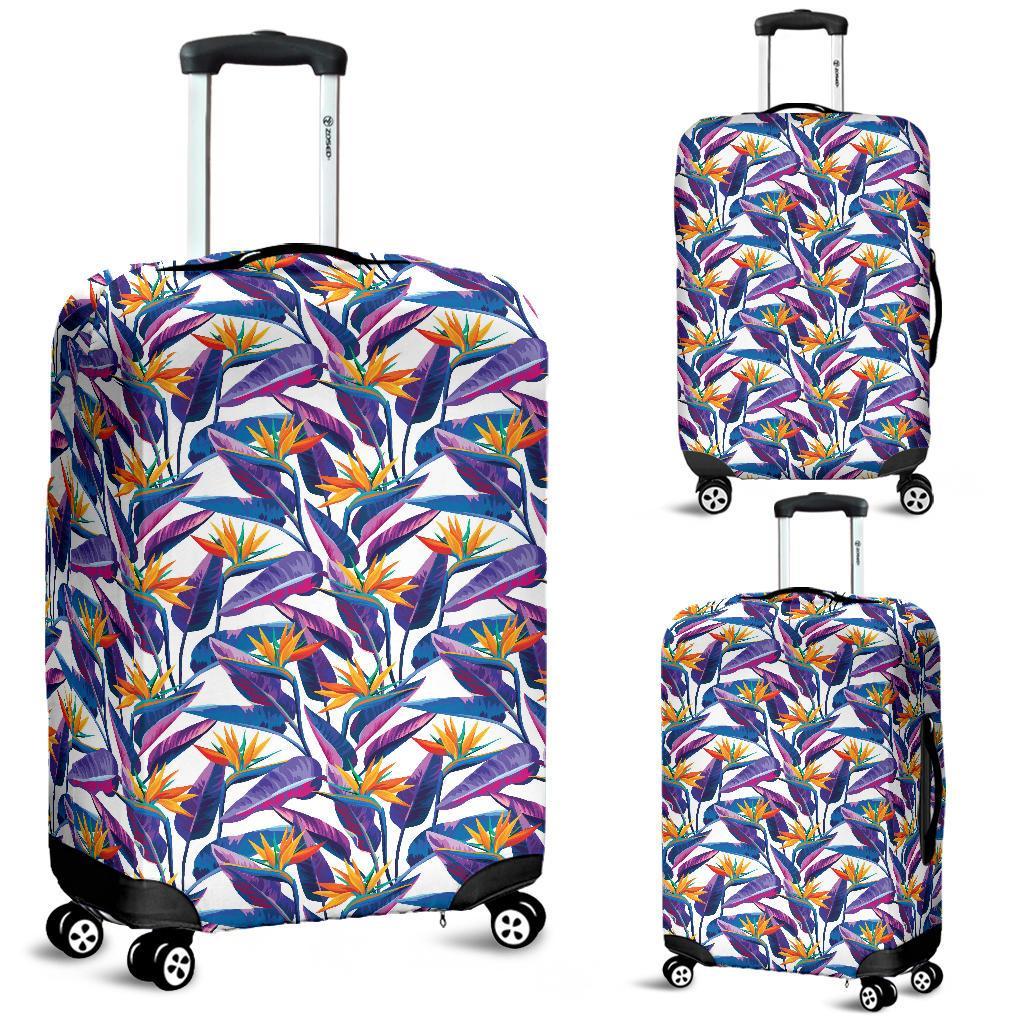 Tropical Strelitzia Luggage Cover White - Polynesian Pride
