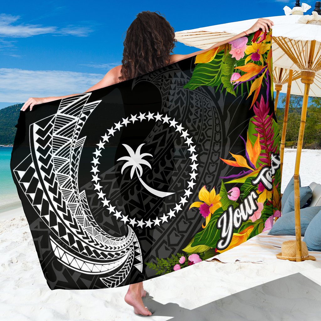 Chuuk State Sarong - Custom Personalised Seal Spiral Polynesian Patterns Sarong - Chuuk State Black - Polynesian Pride