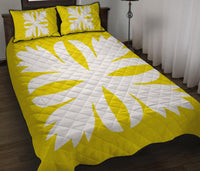 Hawaiian Royal Pattern Quilt Bed Set - Yellow - C3 Style Yellow - Polynesian Pride
