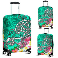Polynesian Luggage Covers - Turtle Plumeria Turquoise Color - Polynesian Pride
