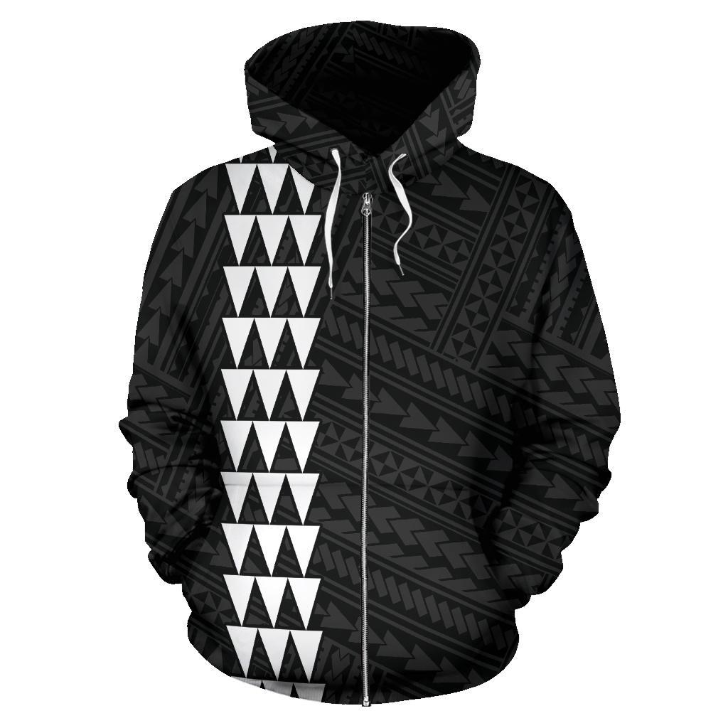 Polynesian Kakau Three Turtle Map of Hawaii Zip Hoodie White - Polynesian Pride