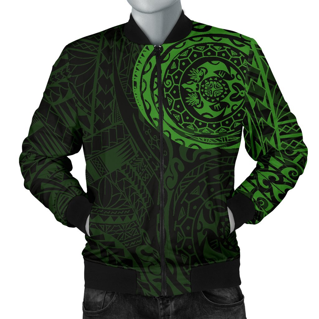 Polynesian Tattoo Style Men's Bomber Jacket Green Green - Polynesian Pride