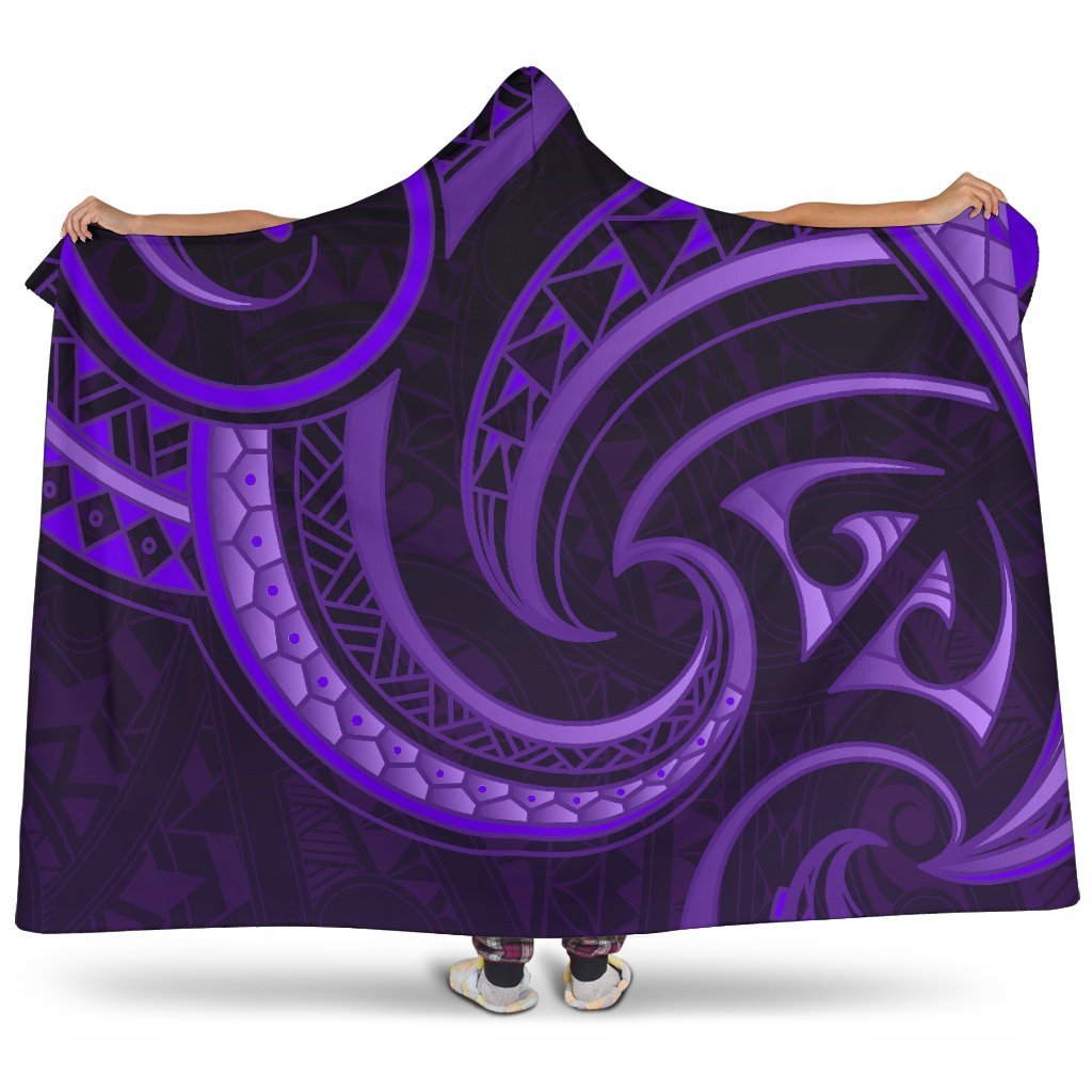 New Zealand Maori Mangopare Hooded Blanket Polynesian - Purple Hooded Blanket - Polynesian Pride