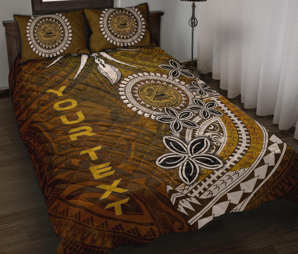 American Samoa Custom Personalised Quilt Bed Sets - Polynesian Boar Tusk - Polynesian Pride