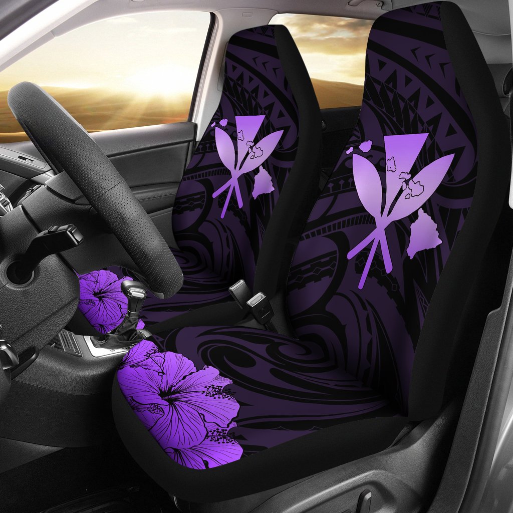 Hawaiian Kanaka Car Seat Covers Hibiscus Polynesian Love Violet - Polynesian Pride