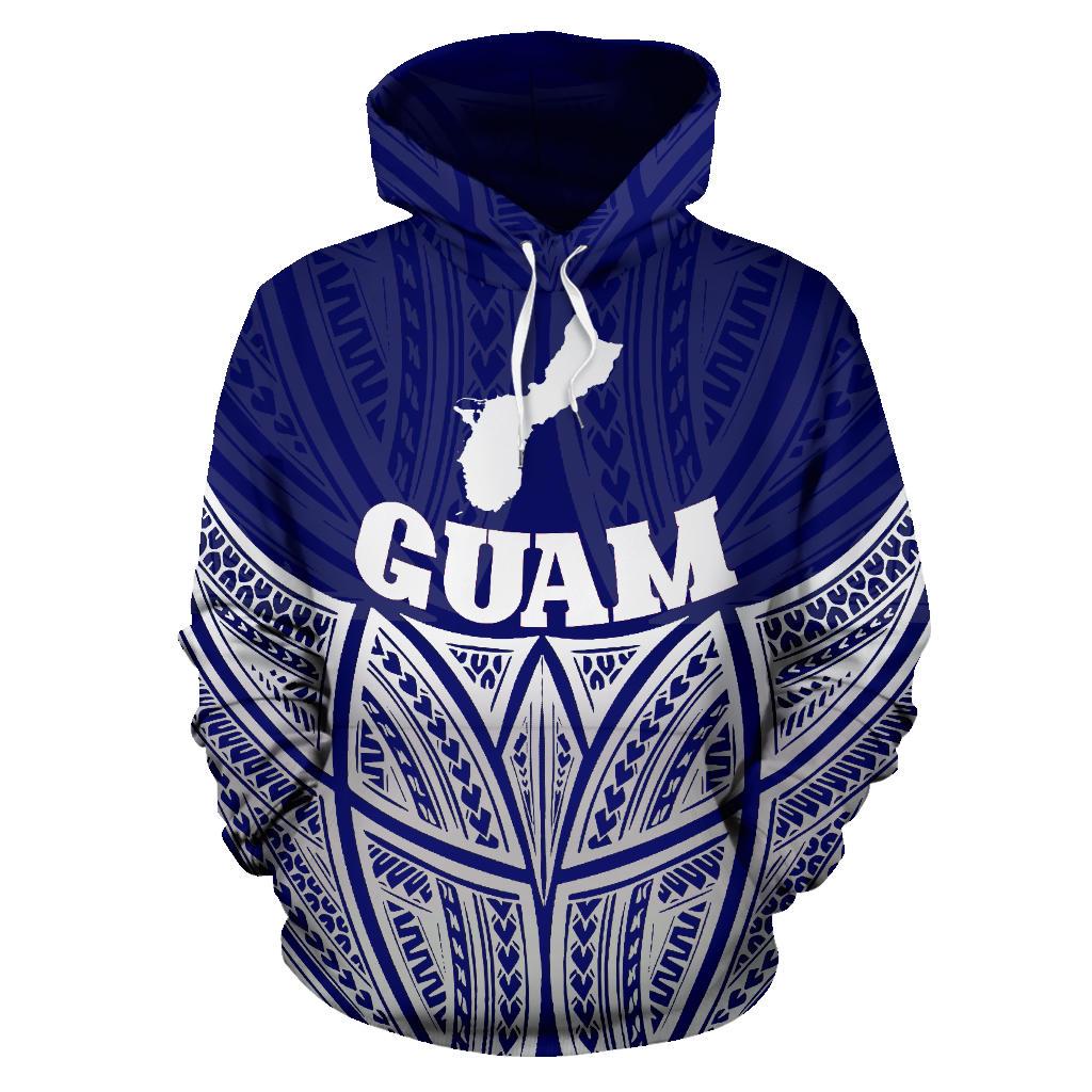 Guam Polynesian Hoodie Blue Pride Map nd Seal - Polynesian Pride