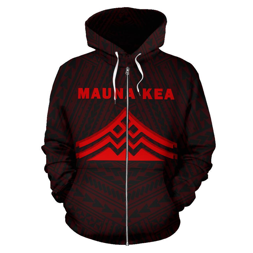 Hawaii Mauna Kea Polynesian Zip up Hoodie Red - Polynesian Pride