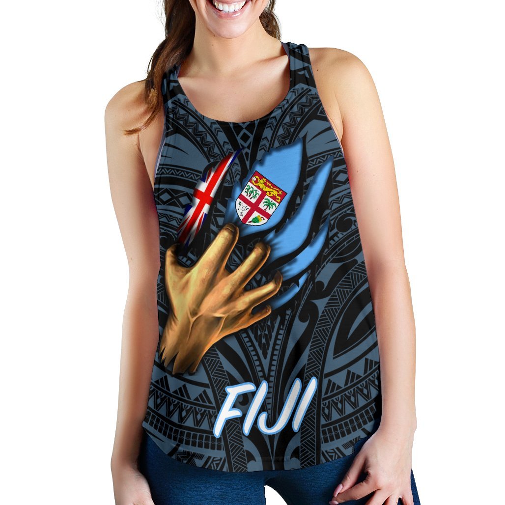 Fiji Women's Racerback Tank - Fiji In Me (Blue) - Polynesian Pride