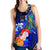 Fiji Custom Personalised Women's Racerback Tank - Humpback Whale with Tropical Flowers (Blue) - Polynesian Pride