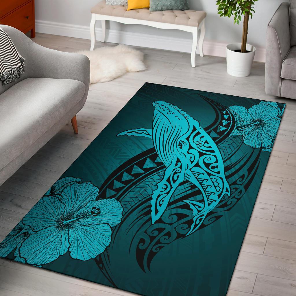 Hawaii Polynesia Whale Hibiscus - Turquoise Turquoise - Polynesian Pride