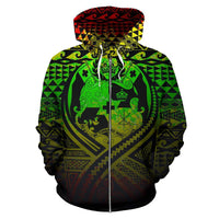 Tonga All Over Zip up Hoodie Lift up Reggae - Polynesian Pride