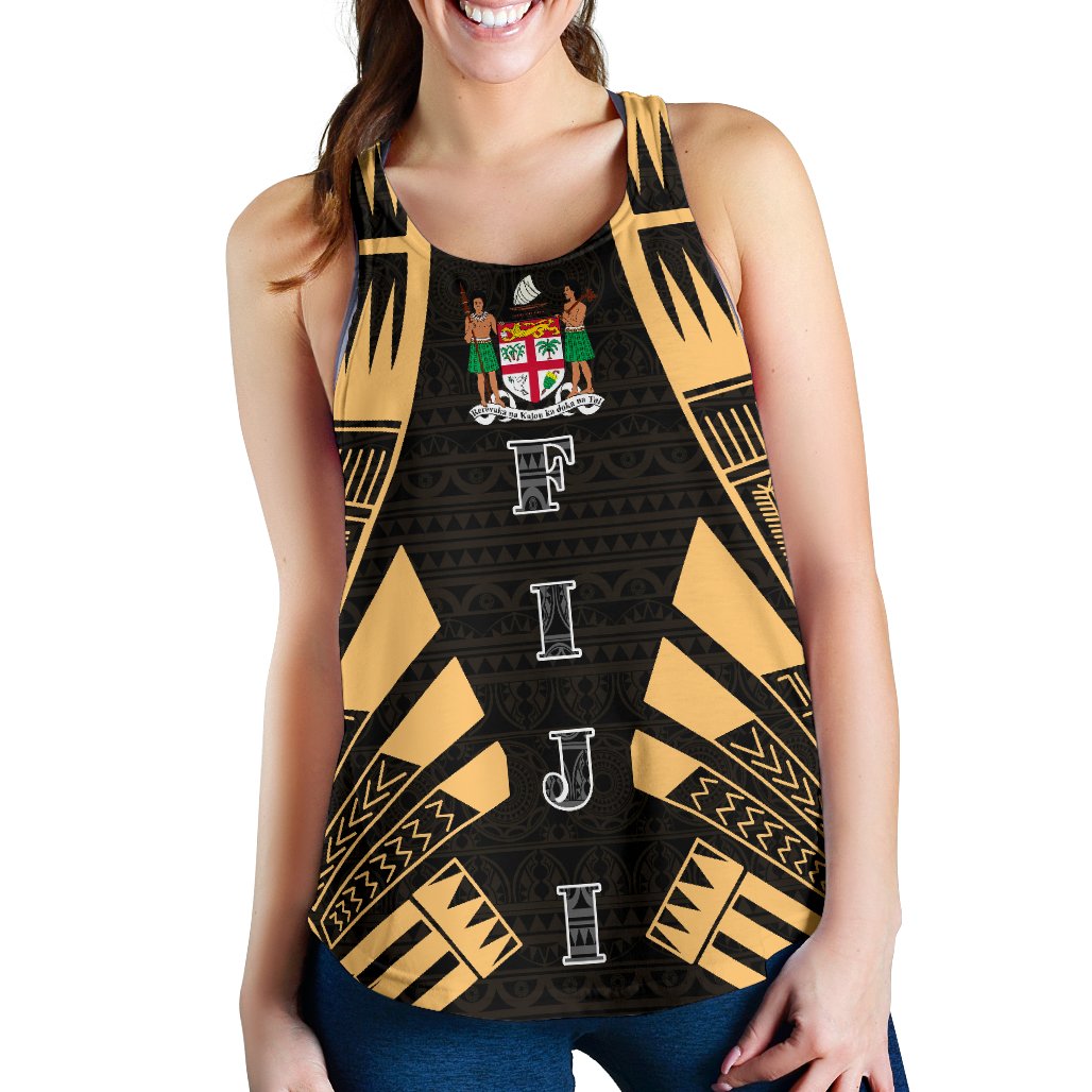 Fiji Women Racerback Tank - Polynesian Tattoo Gold Gold - Polynesian Pride