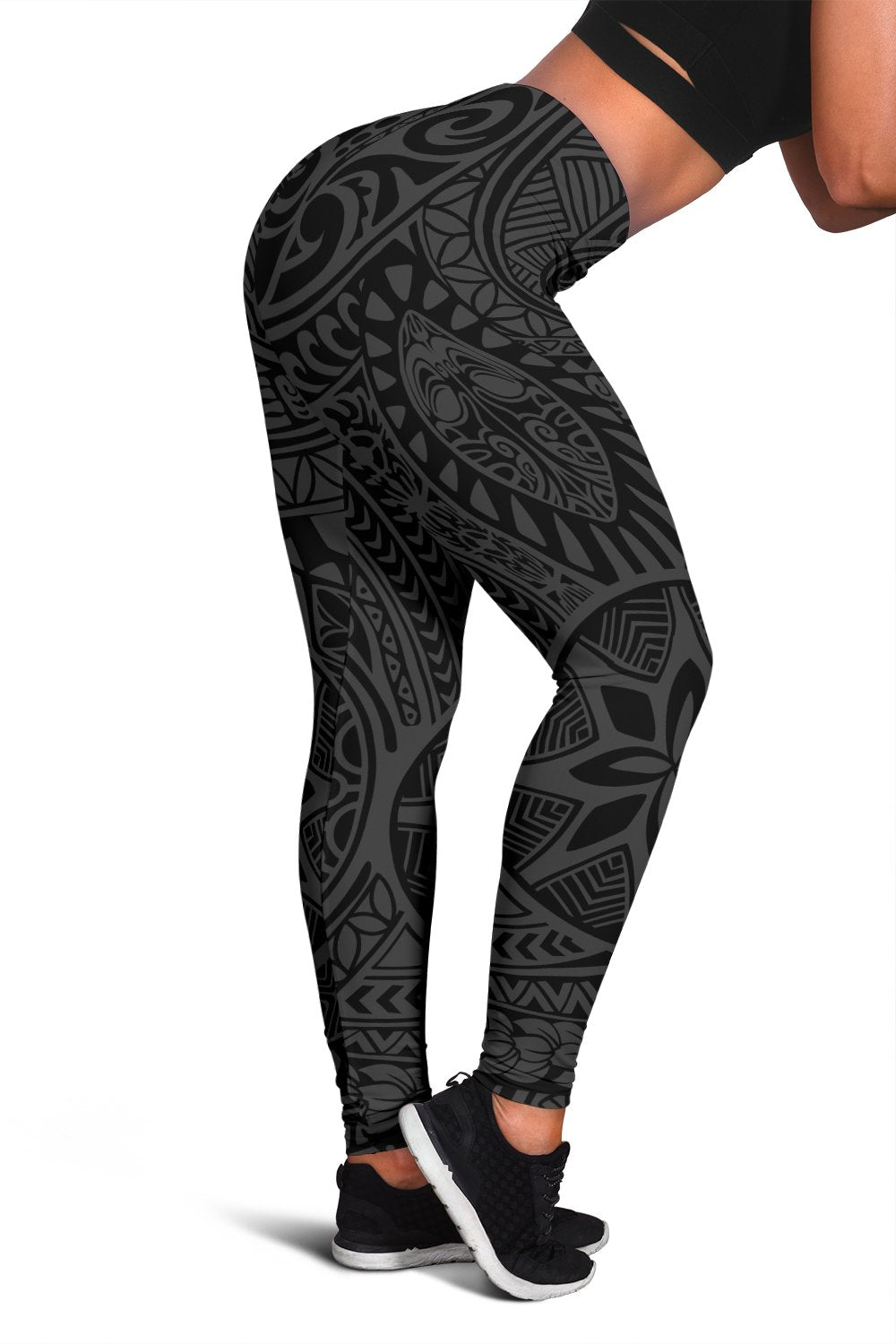 Polynesian Hawaiian Style Tribal Tattoo Gray Hawaii Women's Leggings AH Grey - Polynesian Pride