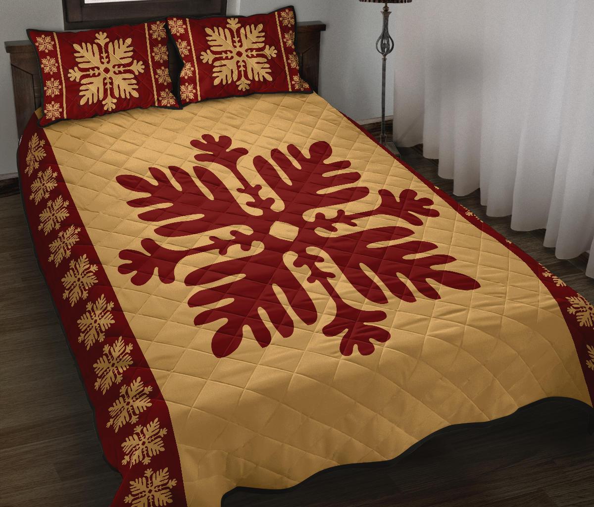 Hawaiian Quilt Pattern Tradition Palm Quilt Bed Set - Polynesian Pride