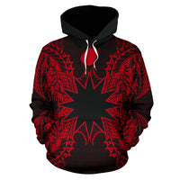 Nauru Polynesian ll Over Hoodie Map Red - Polynesian Pride