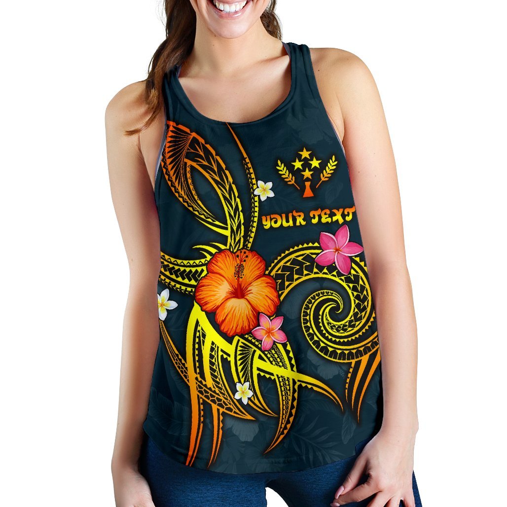 Kosrae Polynesian Personalised Women's Racerback Tank - Legend of Kosrae (Blue) - Polynesian Pride