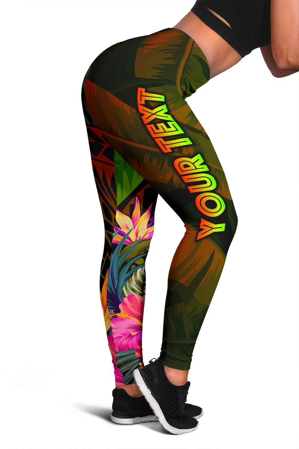 Wallis and Futuna Polynesian Personalised Women's Leggings - Hibiscus and Banana Leaves - Polynesian Pride