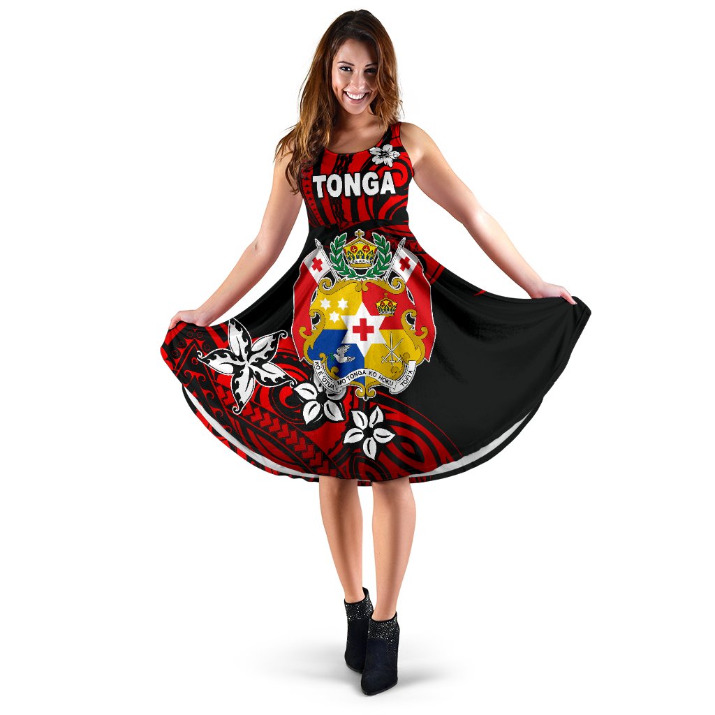 Mate Ma'a Tonga Rugby Women's Dress Polynesian Unique Vibes - Red Midi Dress Red - Polynesian Pride