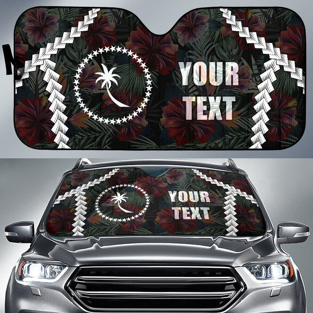 Chuuk Custom Personalised Auto Sun Shades - Chain Polynesian Auto Sun Shade Universal Fit BLACK - Polynesian Pride