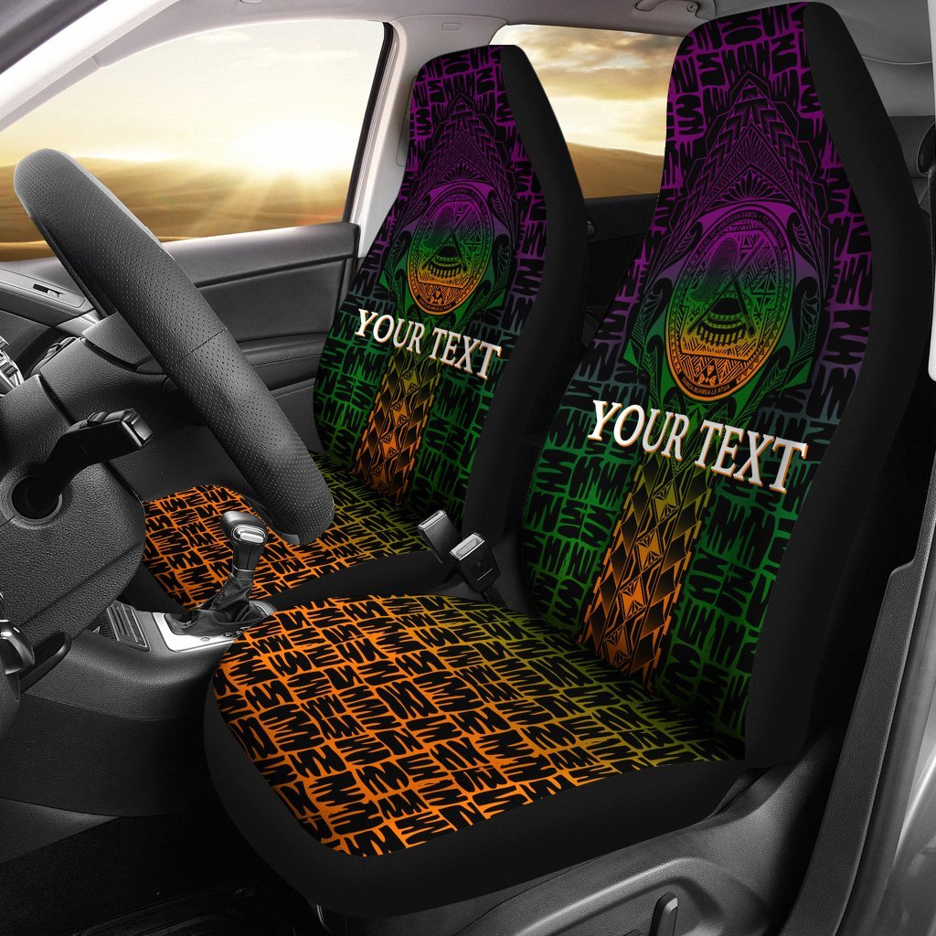 American Samoa Custom Personalised Car Seat Covers - AS Seal Rocket Style Universal Fit Black - Polynesian Pride