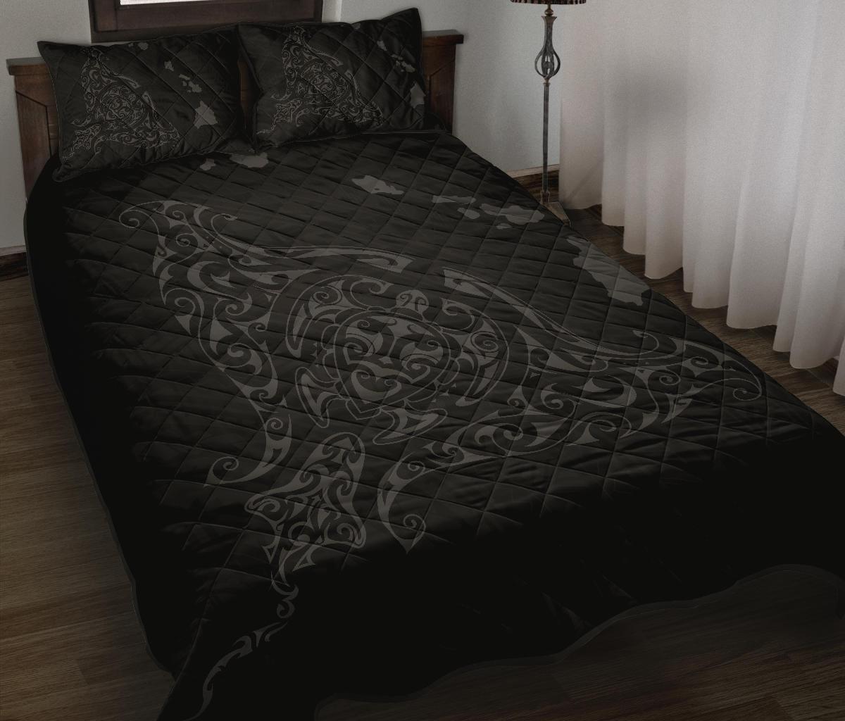 Rays Hawaii Map Polynesian Quilt Bed Set - Grey - Polynesian Pride