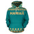 Hawaii All Over Hoodie Polynesian Turtle Teal - Polynesian Pride