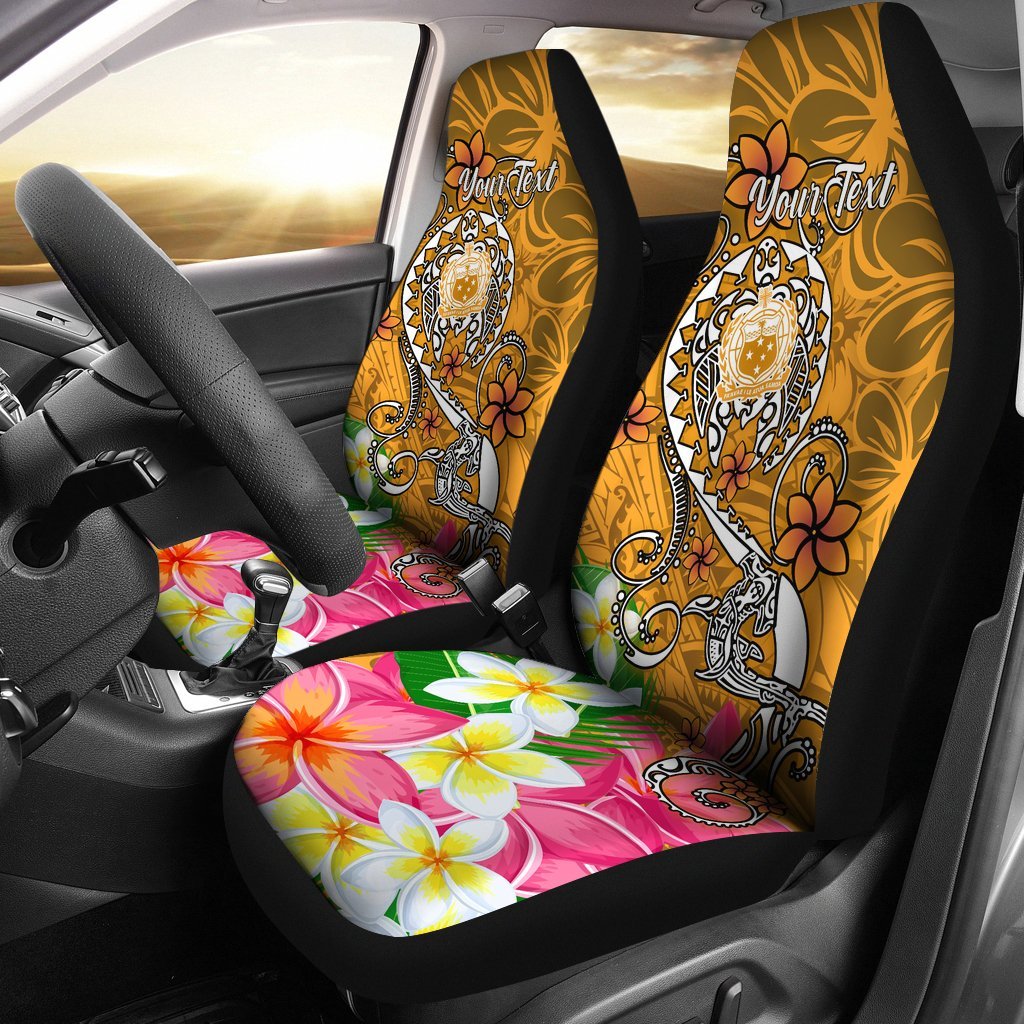 Samoa Custom Personalised Car Seat Covers - Turtle Plumeria (Gold) Universal Fit Gold - Polynesian Pride