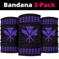 Hawaii Kakau Polynesian Kanaka Map Bandana 3 - Pack - Purple - Polynesian Pride