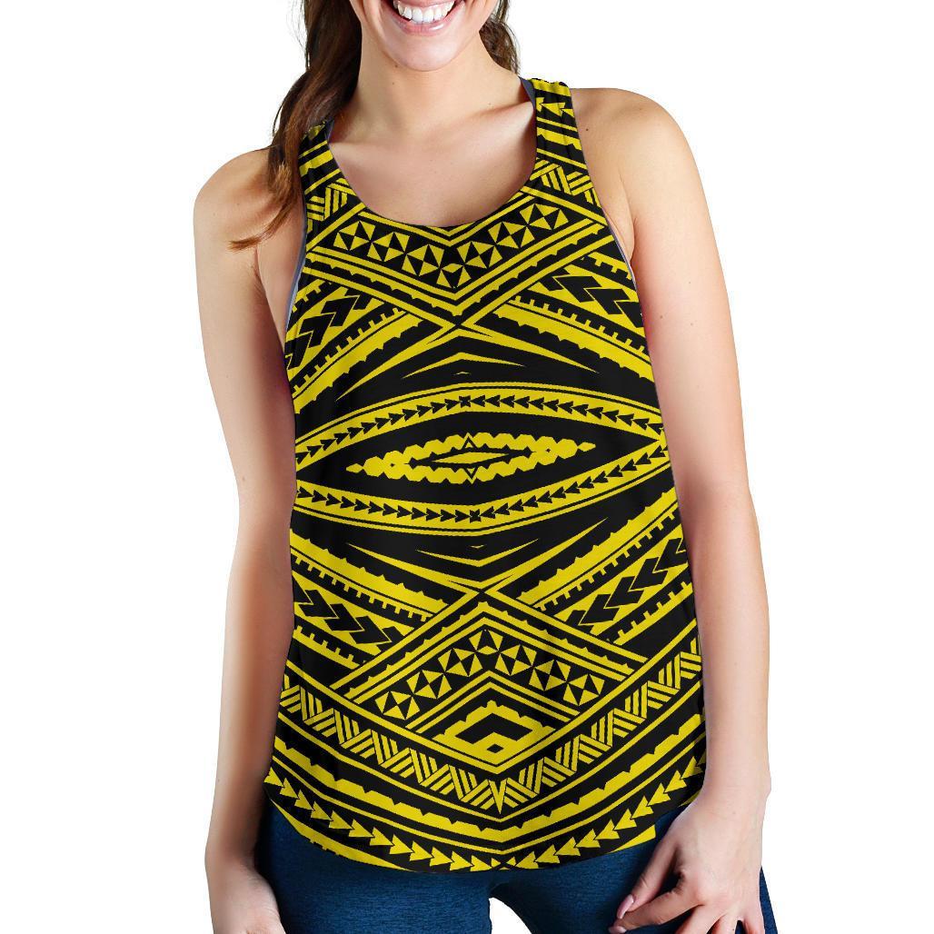 Polynesian Tatau Yellow Women's Racerback Tank Top Yellow - Polynesian Pride