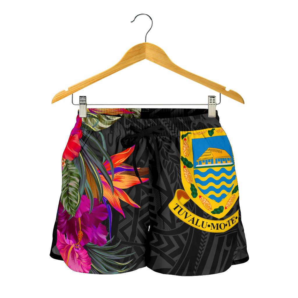 Tuvalu All Over Print Women's Shorts - Hibiscus Polynesian Pattern - Polynesian Pride