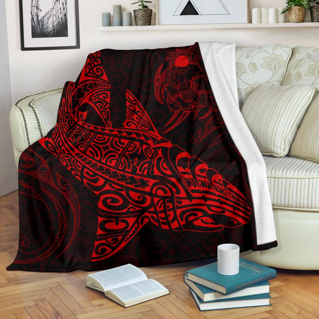 Shark Polynesian Blanket - Polynesian Tattoo Red - Polynesian Pride