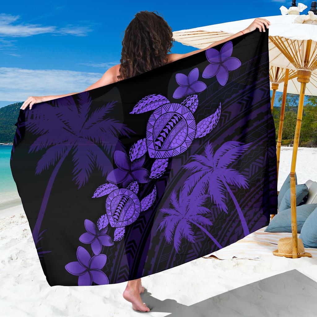 Hawaii Turtle Plumeria Coconut Tree Polynesian Sarong - Purple Sarong One size Purple - Polynesian Pride