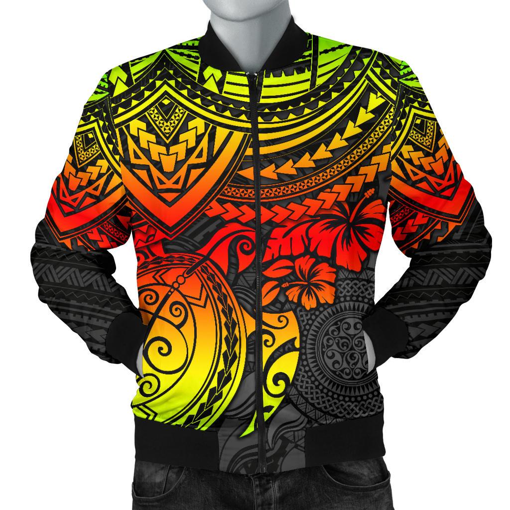Polynesian Bomber Jacket (Men) - Polynesian Reggae Turtle Reggae - Polynesian Pride