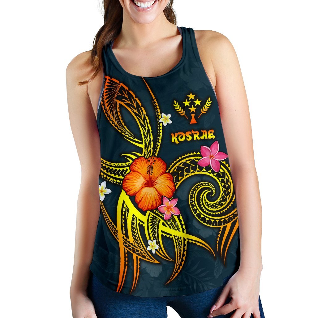Kosrae Polynesian Women's Racerback Tank - Legend of Kosrae (Blue) - Polynesian Pride