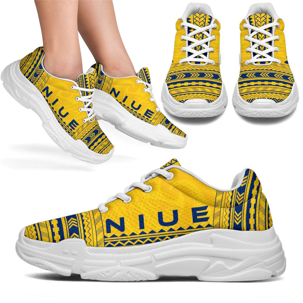 Niue Chunky Sneakers - Polynesian Chief Flag Version - Polynesian Pride