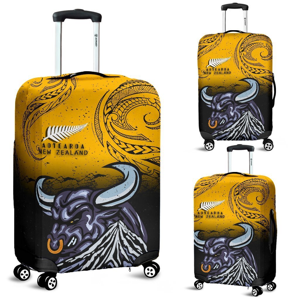 New Zealand Maori Luggage Covers Taranaki Bull Yellow - Polynesian Pride