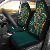 Hawaii Triple Marble Turtle Polynesian Hibiscus Car Seat Covers - AH - Benjamin Style - Green - Polynesian Pride
