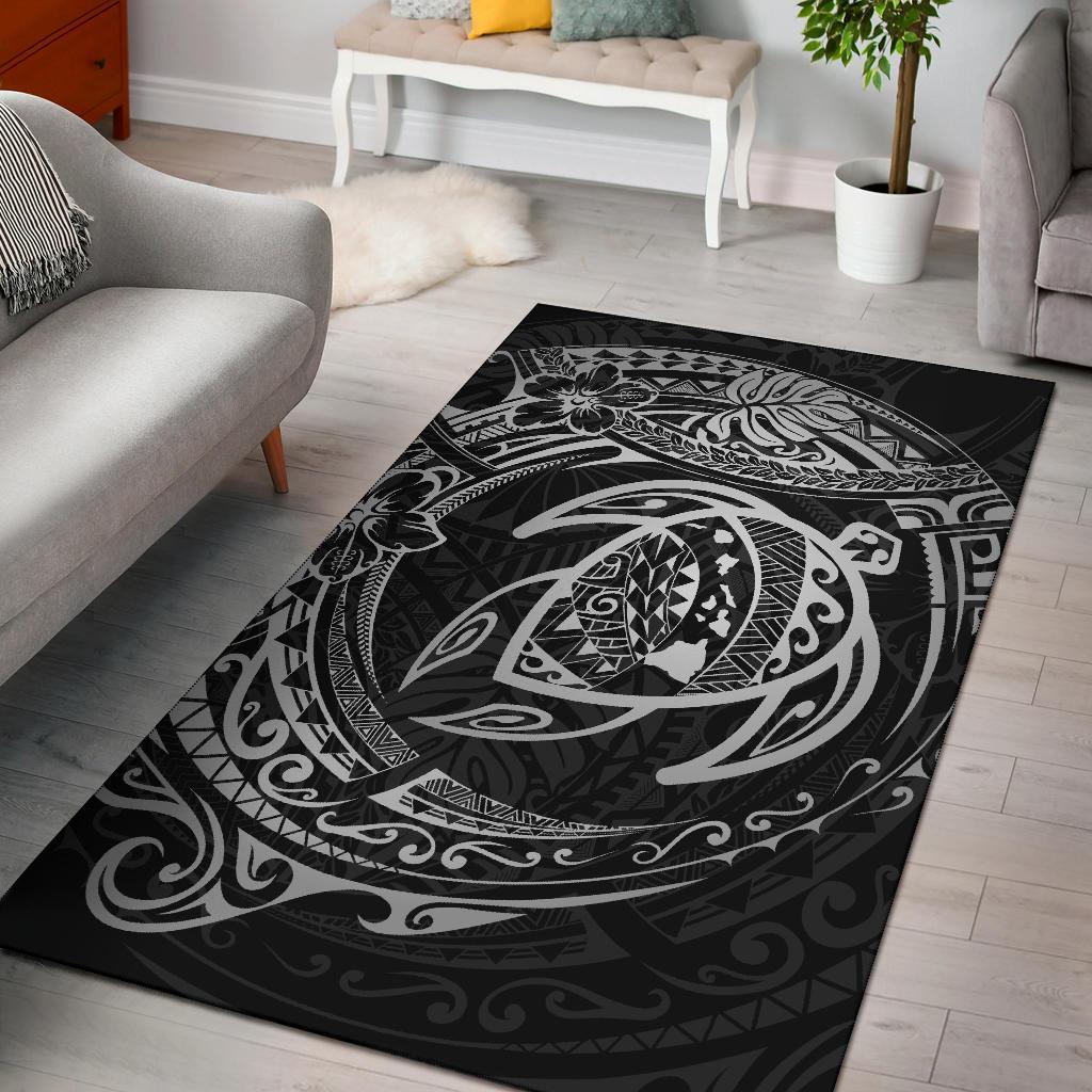 Hawaiian Map Turtle Polynesian Circle Rug AH Rug Grey - Polynesian Pride