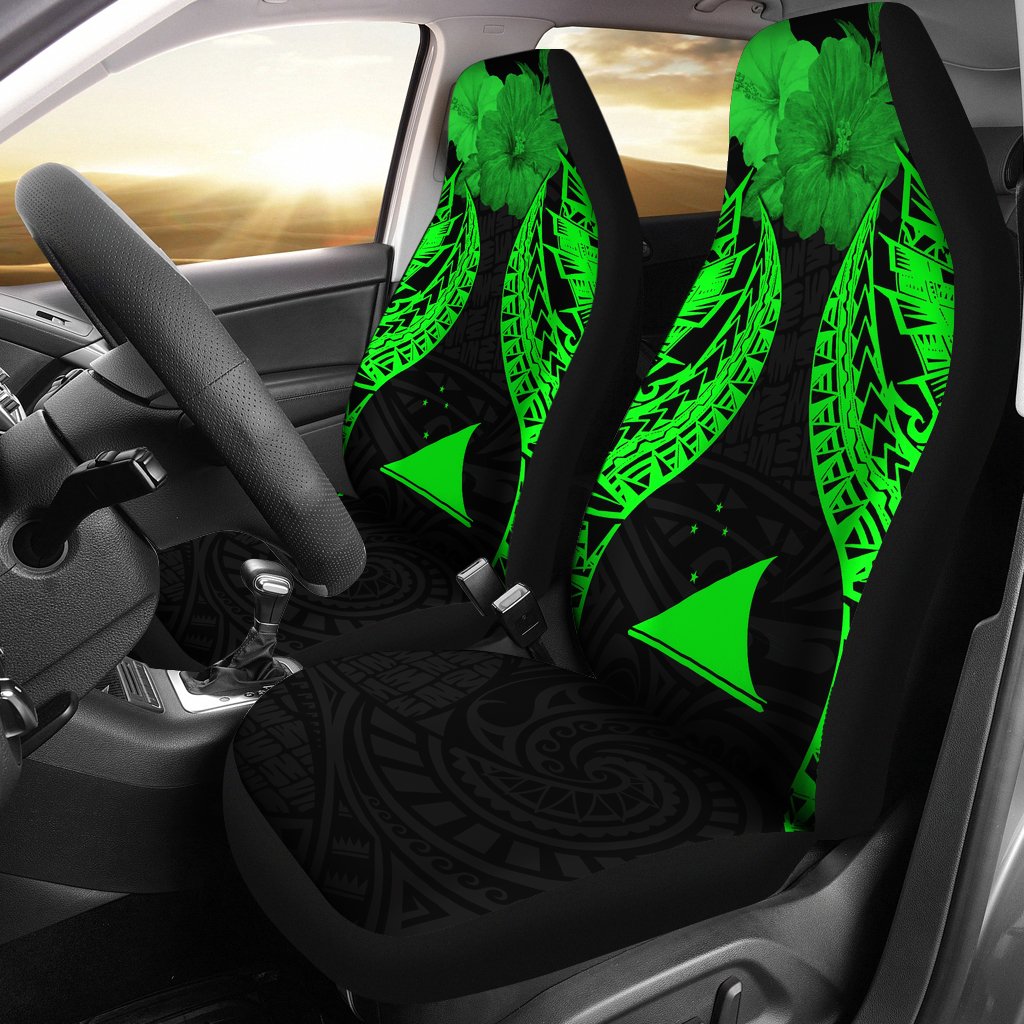 Tokelau Polynesian Car Seat Covers Pride Seal And Hibiscus Green Universal Fit Green - Polynesian Pride