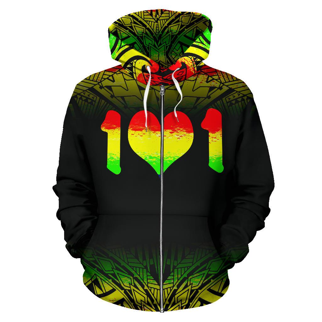 Mama Nii All Over Zip up Hoodie - Polynesian Pride