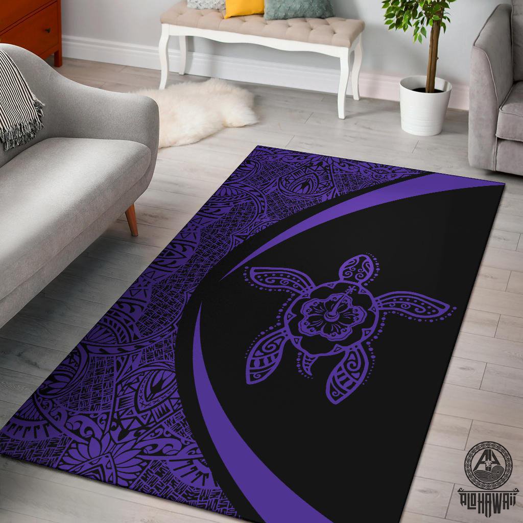 Hawaii Turtle Polynesian Area Rug Circle Style Purple Purple - Polynesian Pride