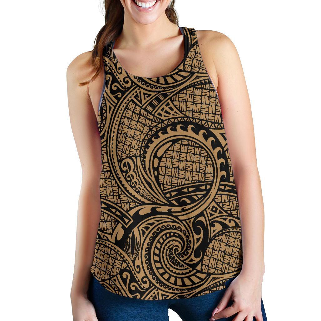 Polynesian Maori Lauhala Gold Women's Racerback Tank Top Gold - Polynesian Pride