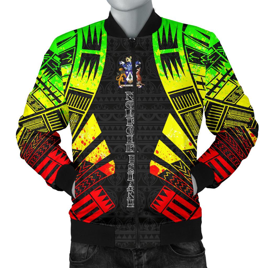 Norfolk Island Men Bomber Jackets - Polynesian Tattoo Reggae Reggae - Polynesian Pride